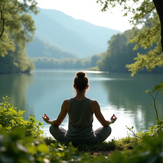 Persona meditando en un entorno natural durante uno de nuestros wellness retreats.